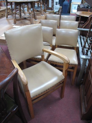 Lot 1590 - XX Century Set of Seven Oak Chairs (one carver,...