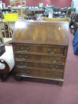 Lot 1603 - XX Century Mahogany Bureau, with a crossbanded...