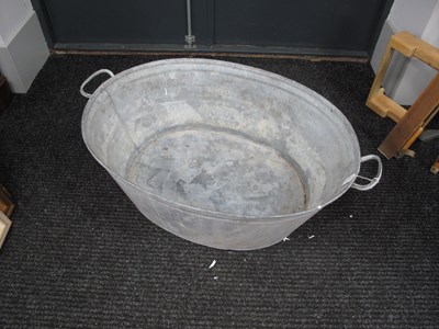 Lot 1572 - Galvanized Wash Tub, of oval form 97cm wide...