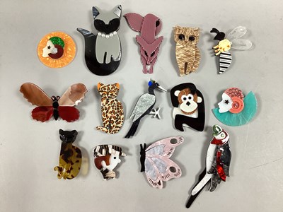 Lot 102 - An Assortment of Modern Plastic Brooches, of...