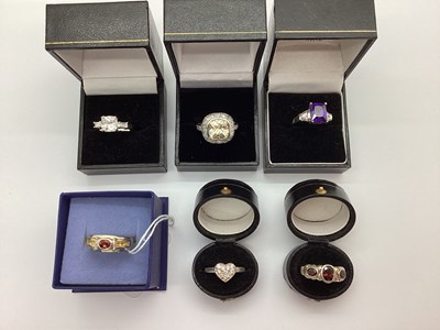 Lot 44 - An Assortment of "925" and Other Dress Rings,...