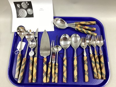 Lot 195 - David Hilton Studio Pottery Cutlery, Harlequin...