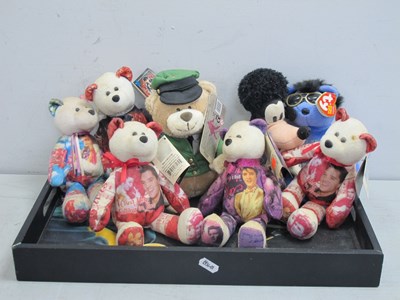 Lot 586 - Elvis Presley Soft Toys, eight on Elvis tea tray.