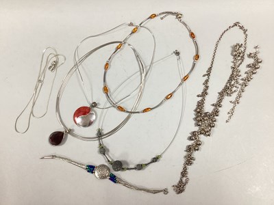 Lot 98 - Modern Drop Necklace and Matching Long Drop...