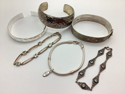 Lot 79 - Hallmarked Silver, "925" and Other Bangles,...