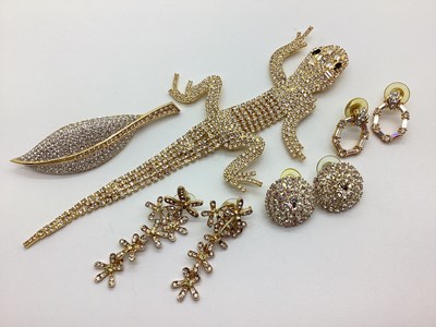 Lot 85 - A Collection of Diamanté Set Gilt Tone...