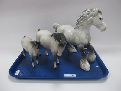 Lot 1167 - Beswick Cantering Shire horse in white and...