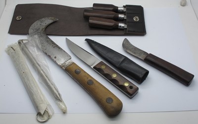 Lot 241 - Bill Hook 31cm - B.O. and S Ltd leather knife...