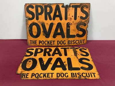 Lot 1326 - A Pair of Vintage Enamel Signs 'Spratts Ovals,...