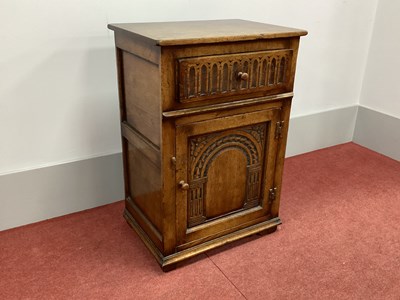 Lot 1455 - A XVII Century Style Oak Side Cabinet, the...