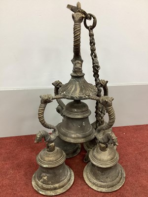 Lot 1423 - A Large Tibetan Bronze Temple Bell, configured...