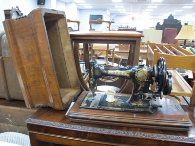 Lot 1611 - Jones Hand Sewing Machine, in wooden case.