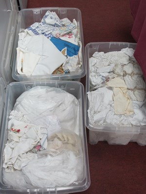 Lot 1423A - Three boxes of various linen items.