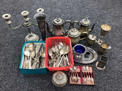 Lot 142 - Assorted Plated Ware, including candelabrum,...