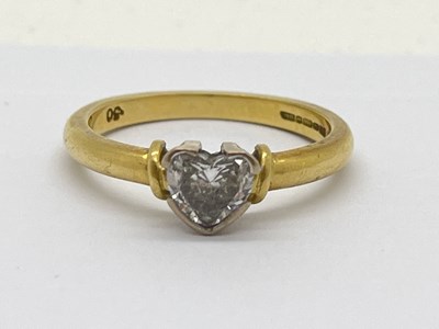 Lot 34 - An 18ct Gold Heart-Shaped Diamond Ring, collet...