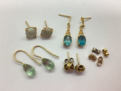 Lot 82 - A Pair of Opal Single Stone Earstuds, together...