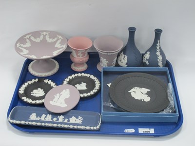 Lot 1209 - Wedgwood Jasper Ware Lilac Comport, (repaired),...