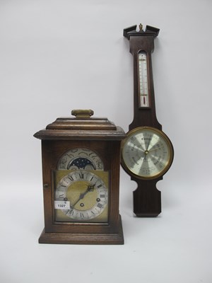 Lot 1327 - Oak Cased Bracket Clock, with brass carrying...