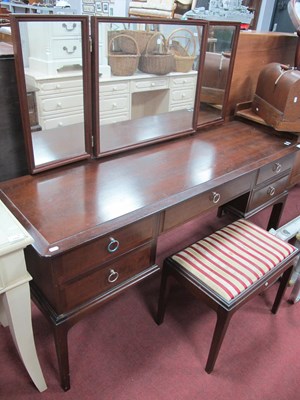 Lot 1492 - Stag Dressing Table, 152cm long and stool (2).