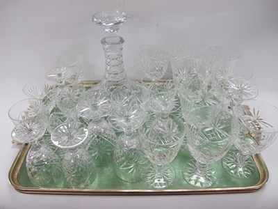 Lot 1294 - Ships Decanter, stem drinking glasses:- One Tray.