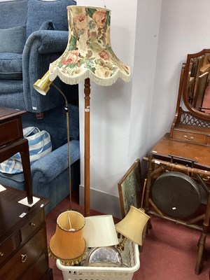 Lot 1523 - Two Standard lamps, three table lamps, plated...