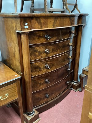 Lot 1522 - XIX Century Mahogany Bow Front Chest, of two...