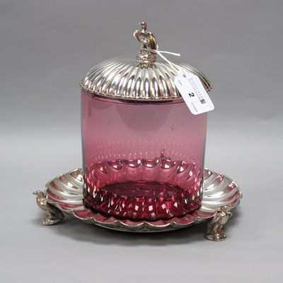 Lot 2 - A TH&S Electroplated and Cranberry Glass...