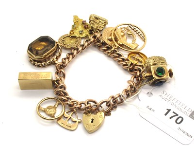 Lot 170 - A Chunky Curb Link Charm Bracelet, links...