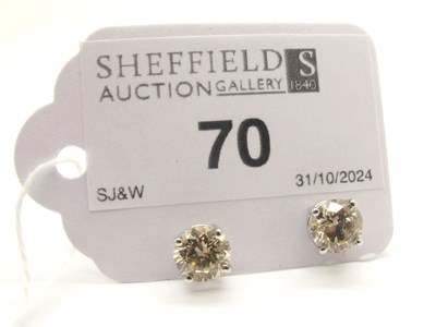 Lot 70 - A Pair of Modern 18ct White Gold Single Stone...