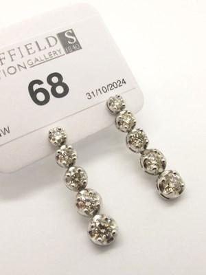 Lot 68 - A Pair of Modern 18ct White Gold Five Stone...