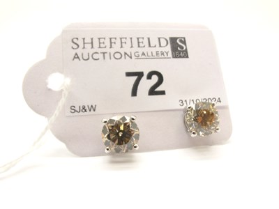 Lot 72 - A Pair of Modern 18ct White Gold Single Stone...