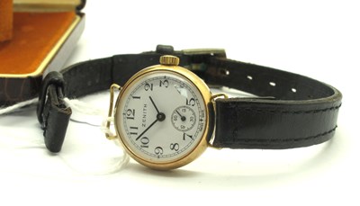 Lot 300 - Zenith; A Vintage 9ct Gold Cased Wristwatch,...