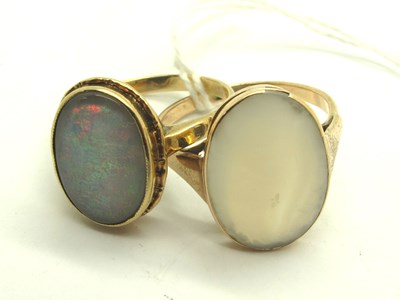 Lot 217 - A Victorian 9ct Gold Opal Ring, oval collet...