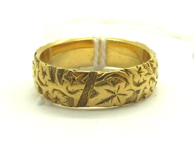 Lot 214 - A Victorian 18ct Gold Patterned Band Ring, of...