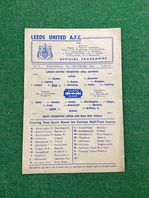 Lot 867 - Leeds United Reserves 1948-9 v. Bury Reserves,...