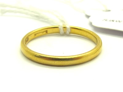 Lot 230 - A Plain Slim Wedding Band, stamped "22"...