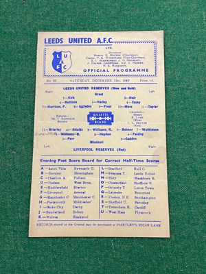 Lot 868 - Leeds United Reserves 1949-50 v. Liverpool...