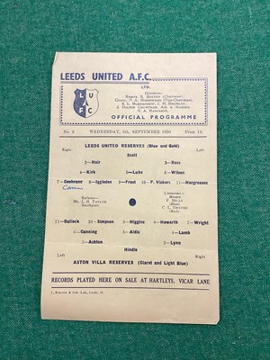 Lot 870 - Leeds United Reserves 1950-1 v. Aston Villa...