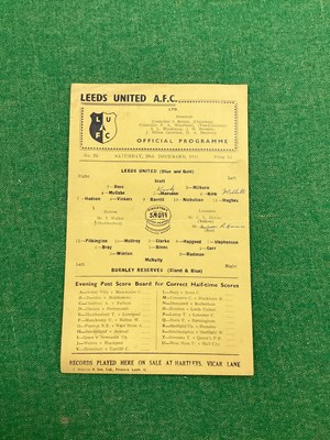 Lot 872 - Leeds United Reserves 1951-2 v. Burnley...