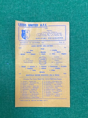 Lot 874 - Leeds United Reserves 1952-3 v. Sheffield...