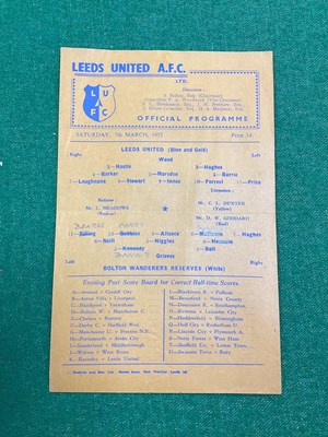 Lot 875 - Leeds United Reserves 1952-3 v. Bolton...