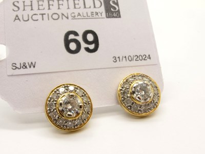 Lot 69 - A Pair of Modern Diamond Cluster Earstuds,...