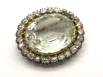 Lot 125 - An Antique Aquamarine and Diamond Set Brooch,...