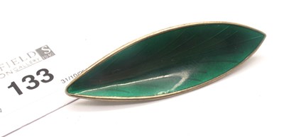 Lot 133 - A Scandinavian Green Enamel Leaf Brooch,...