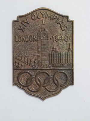 Lot 617 - 1948 Olympics Brass Plaque. XIV Olympiad,...