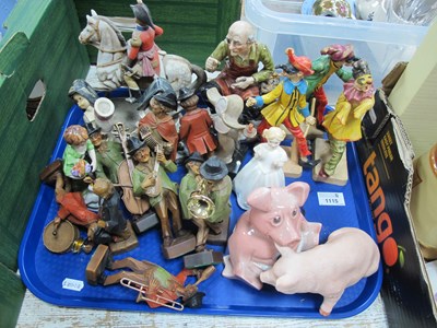 Lot 1115 - Italian Figurines, resin band, etc:- One Tray