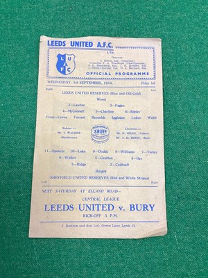 Lot 877 - Leeds United Reserves 1954-5 v. Sheffield...