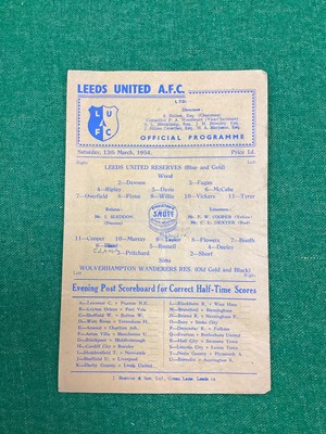 Lot 878 - Leeds United Reserves 1953-4 v. Wolves...