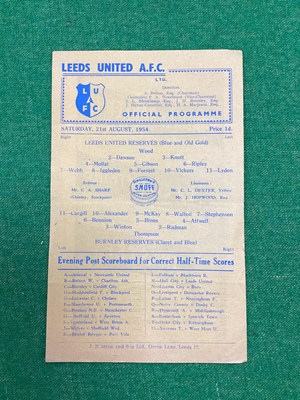 Lot 879 - Leeds United Reserves 1954-5 v. Burnley...