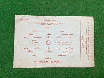 Lot 863 - Manchester United Reserves 1951-2 v. Blackburn...